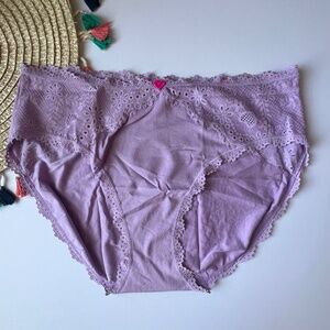Victoria's Secret Heart Eyelet Cotton High-Leg Brief Panty Charmed Violet XL NEW